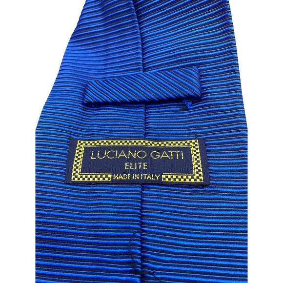 Luciano Gatti Elite Tie Blue Black Textured Necktie 100% Silk Italy Made Luxury - Picture 5 of 8